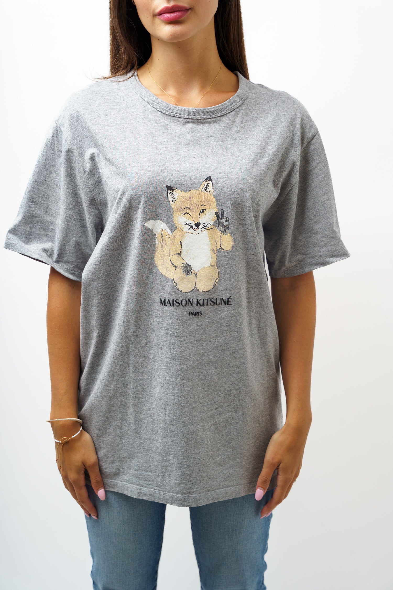 Maison Kitsune Grey Fox All Right T-Shirt Medium – Once More Luxury