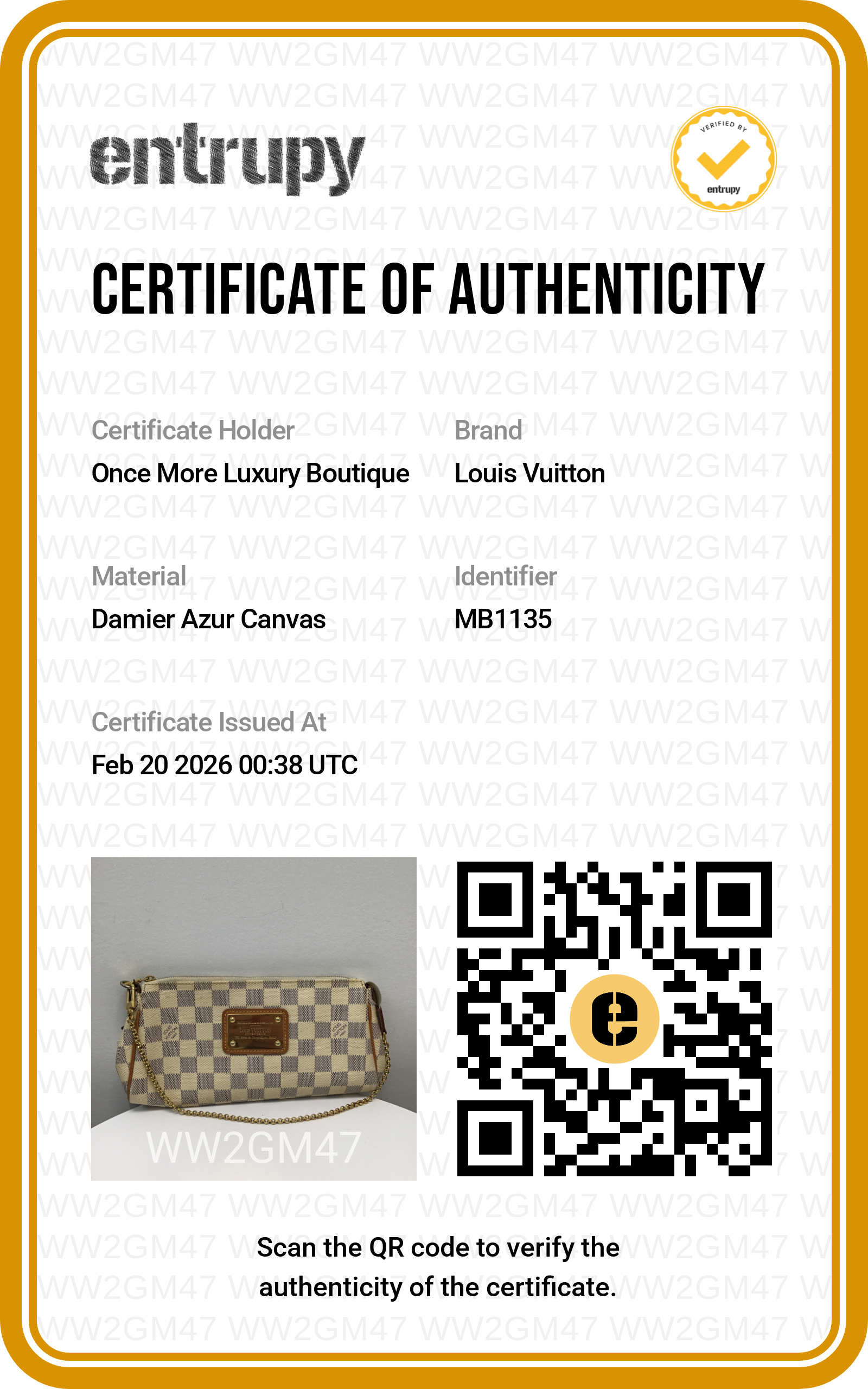Louis Vuitton Damier Azur Eva Pochette With Strap