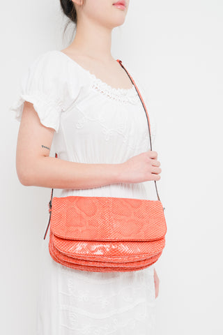 Bottega Veneta Orange Snakeskin Crossbody Bag