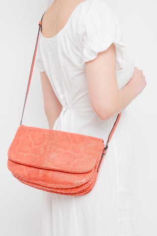 Bottega Veneta Orange Snakeskin Crossbody Bag