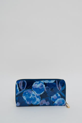 Louis Vuitton Blue Floral Patent Zippy Ikat Long Wallet