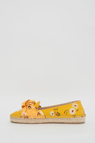 Miu Miu Yellow Floral Printed Espadrilles 37