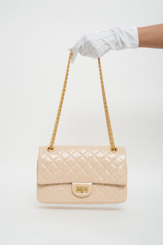 front view of Chanel Beige 2.55 Reissue Double Flap Bag