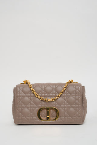 Christian Dior Warm Taupe Calfskin Medium Caro Bag