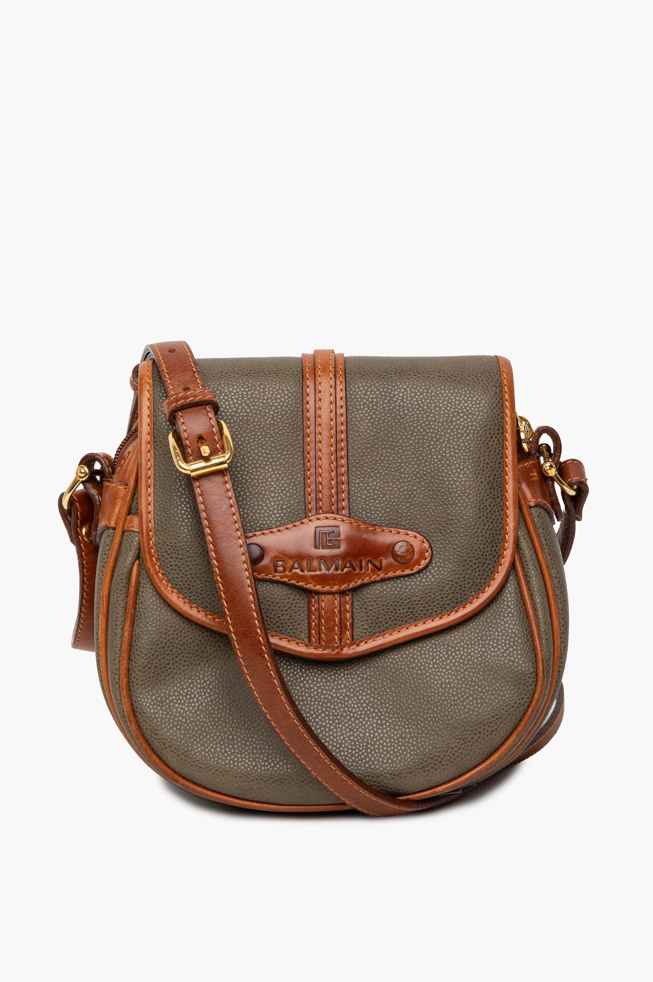 Pierre Balmain Vintage Green Leather Crossbody Bag