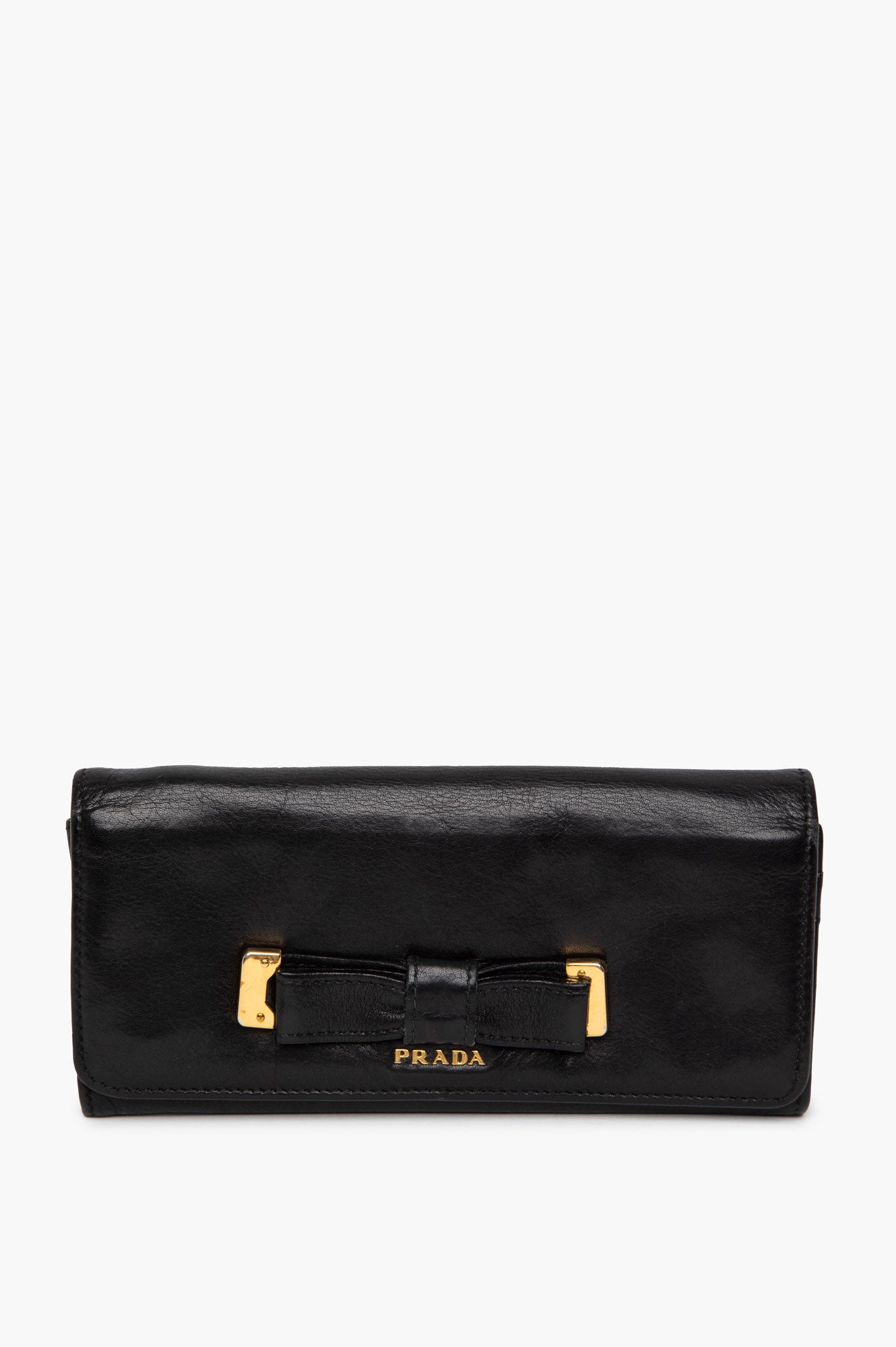 Prada Black Calfskin Ribbon Bifold Long Wallet