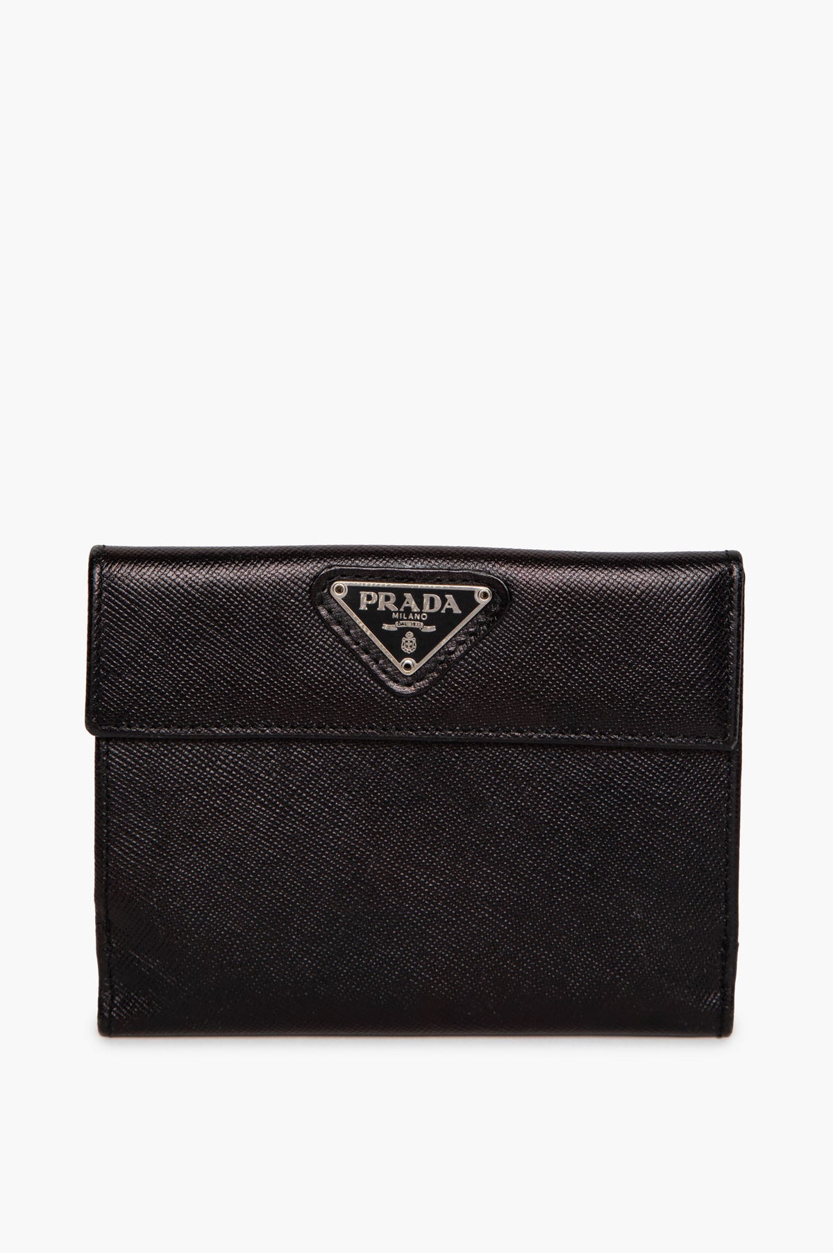 Prada Black Saffiano Compact Wallet