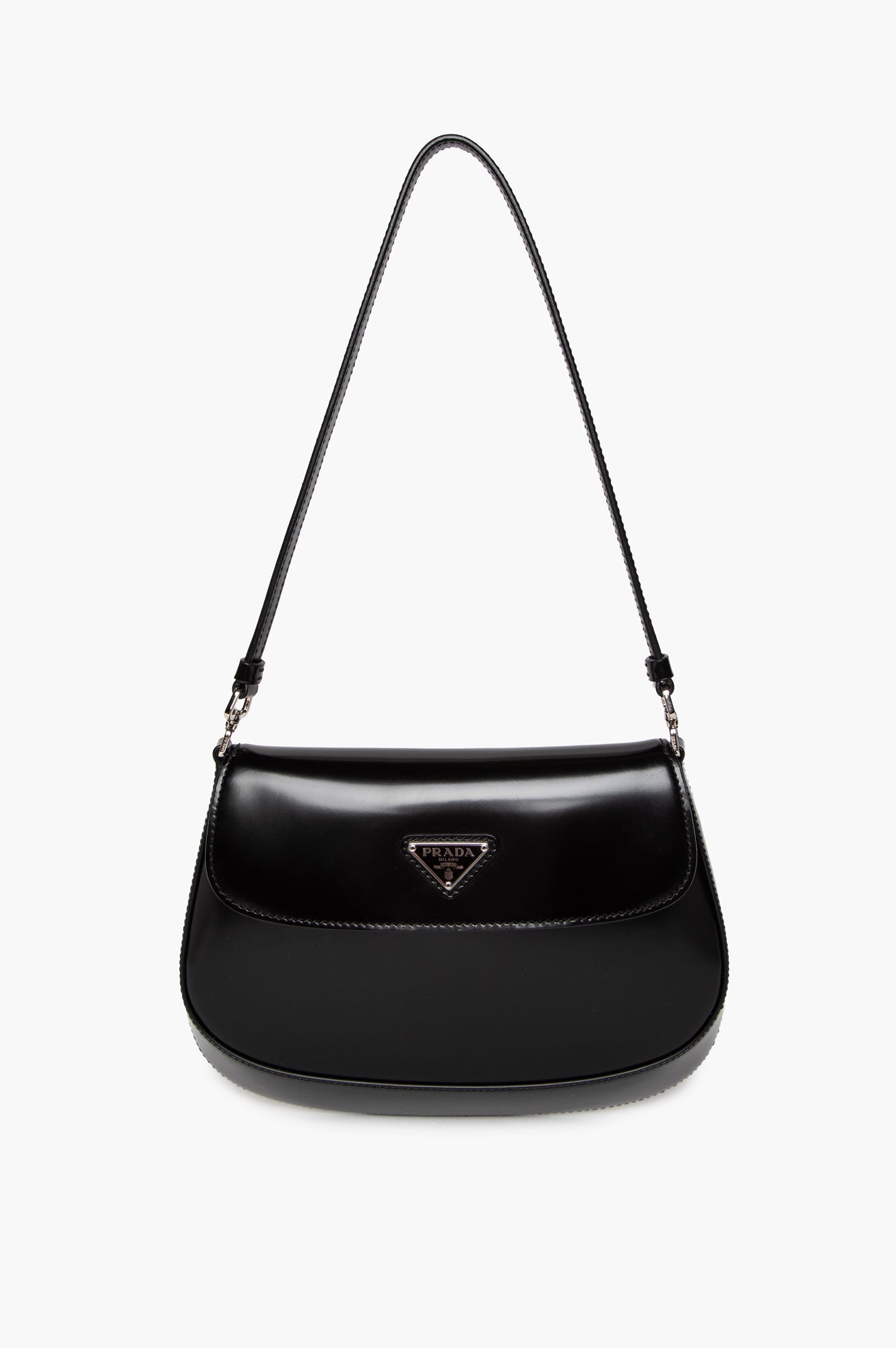 Prada Black Shiny Calfskin Cleo Shoulder Bag