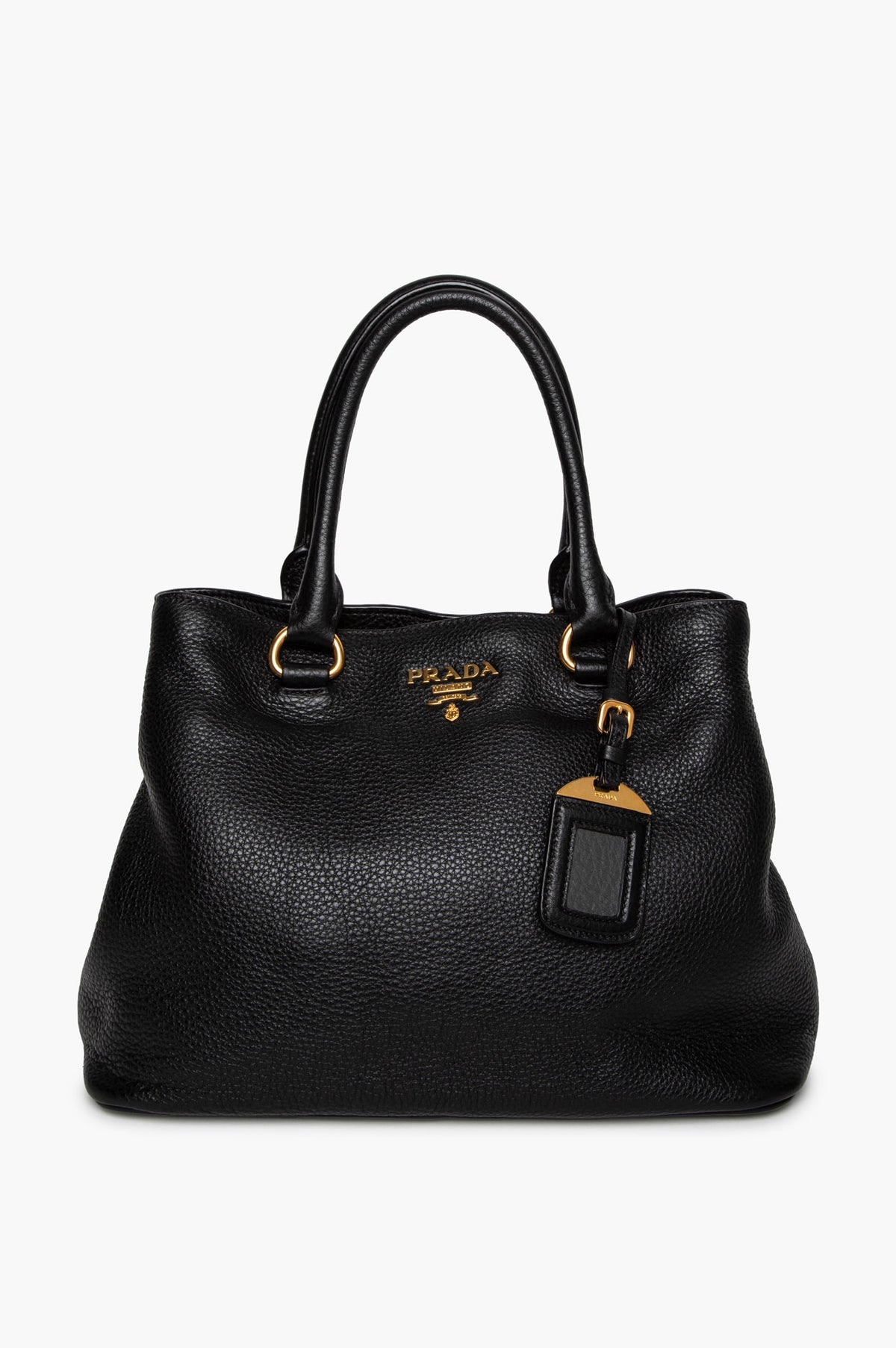 Prada Black Vitello Phenix Tote W/ Strap