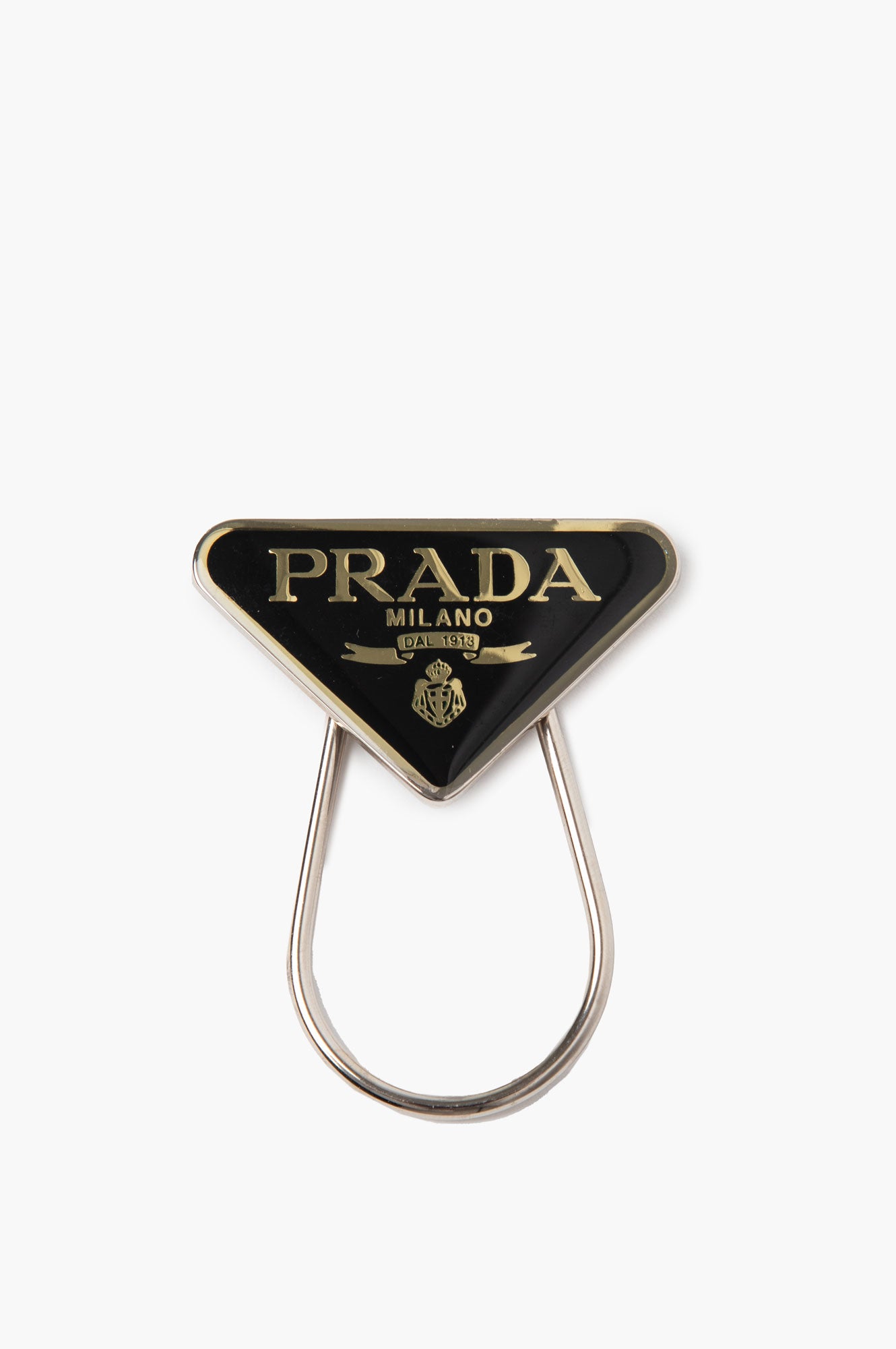 Prada Enamel Triangle Logo Key Ring