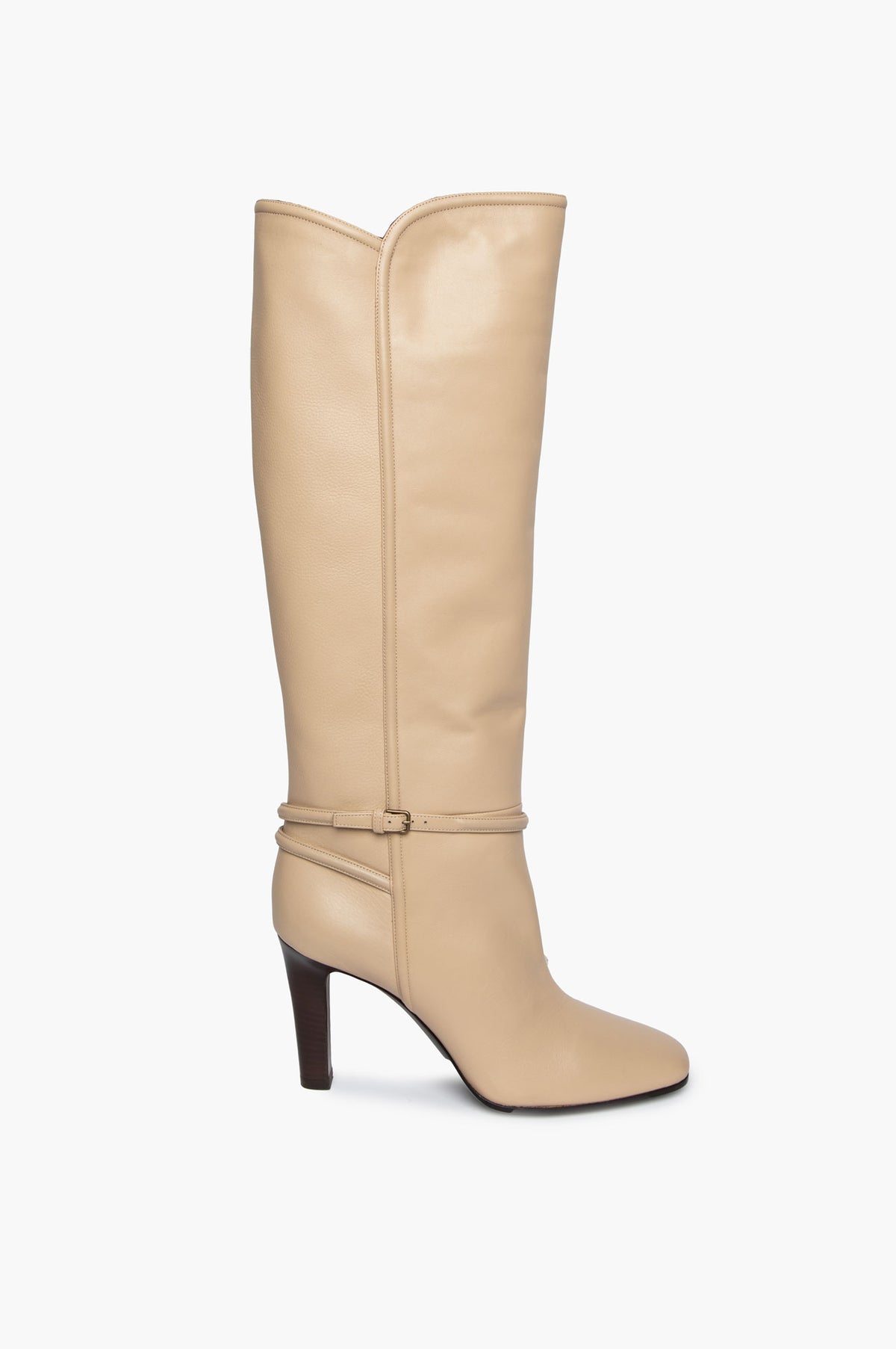 Saint Laurent Beige Leather Jane Knee-High Boots Size 39.5