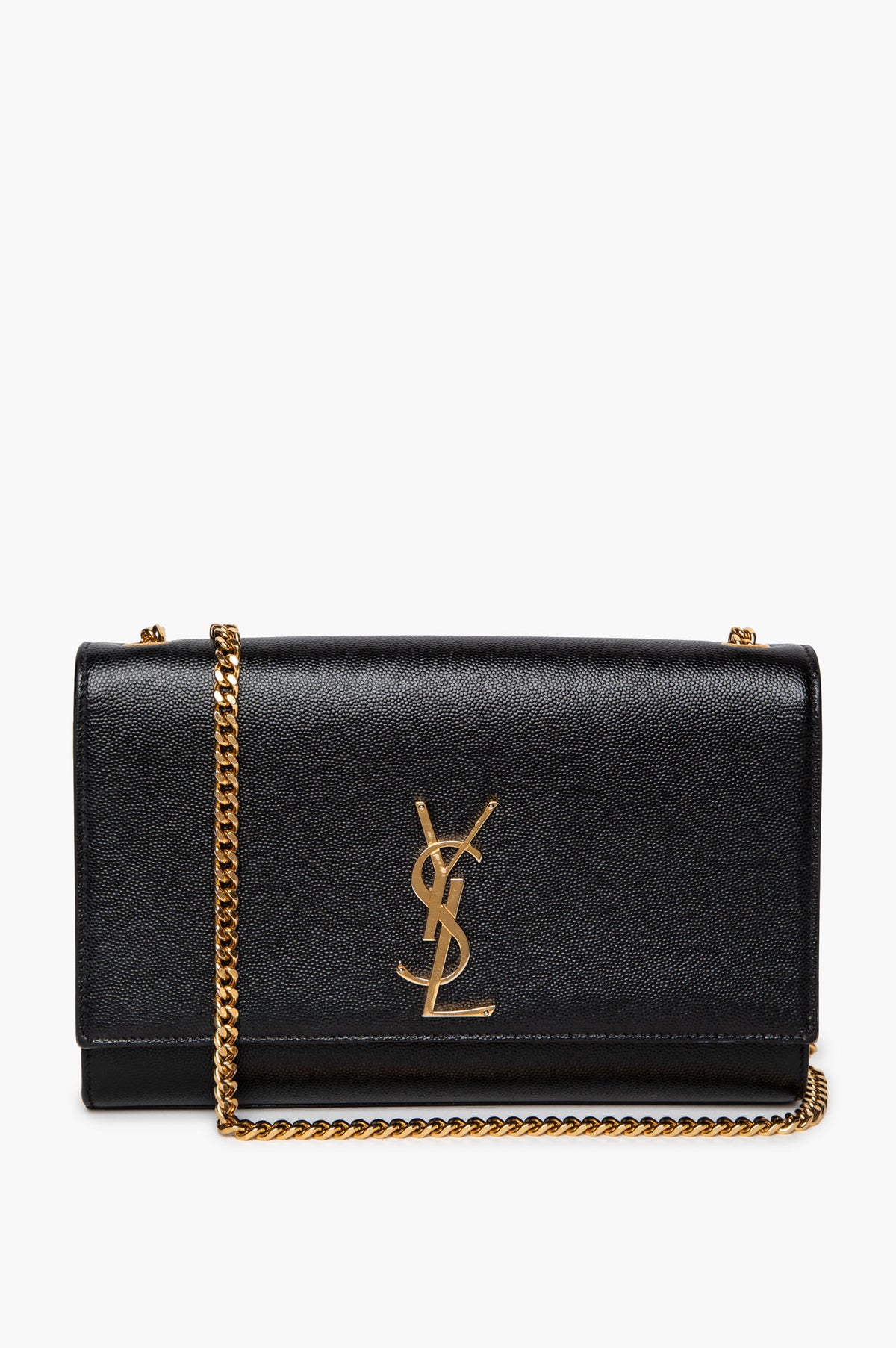 Saint Laurent Black Grain de Poudre Medium Kate Bag