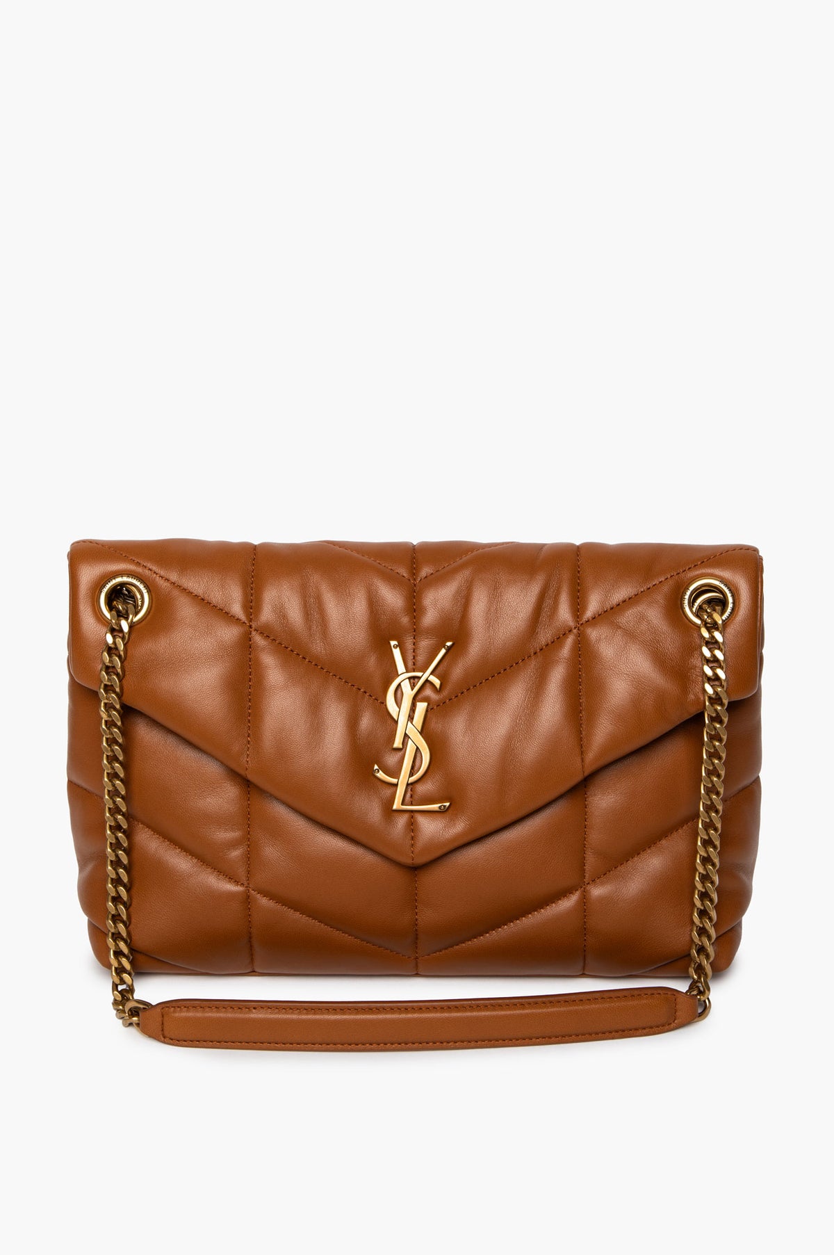 Saint Laurent Honey Brown Lambskin Medium Loulou Puffer Bag