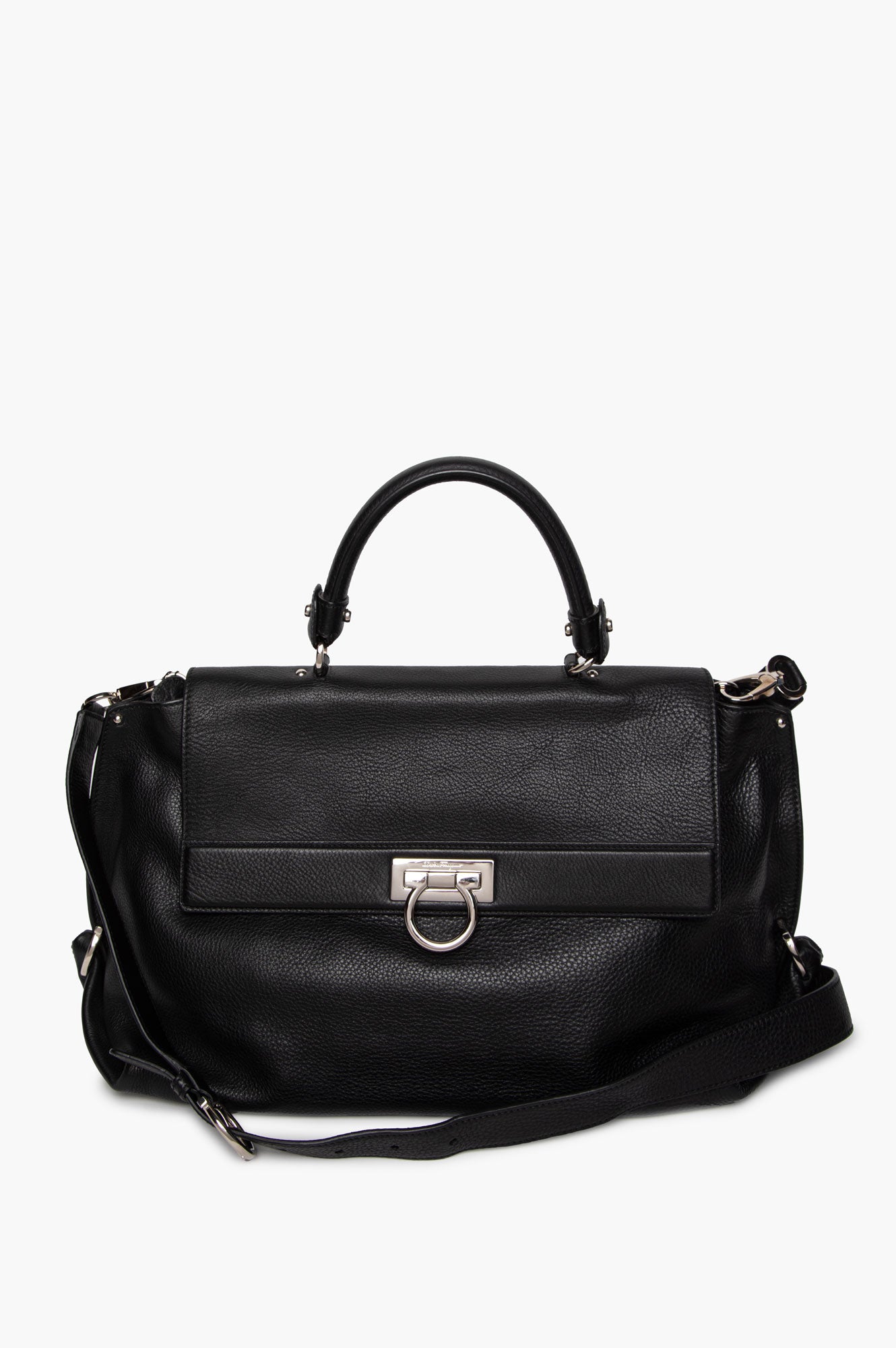 Salvatore Ferragamo Large Black Leather Sofia Satchel