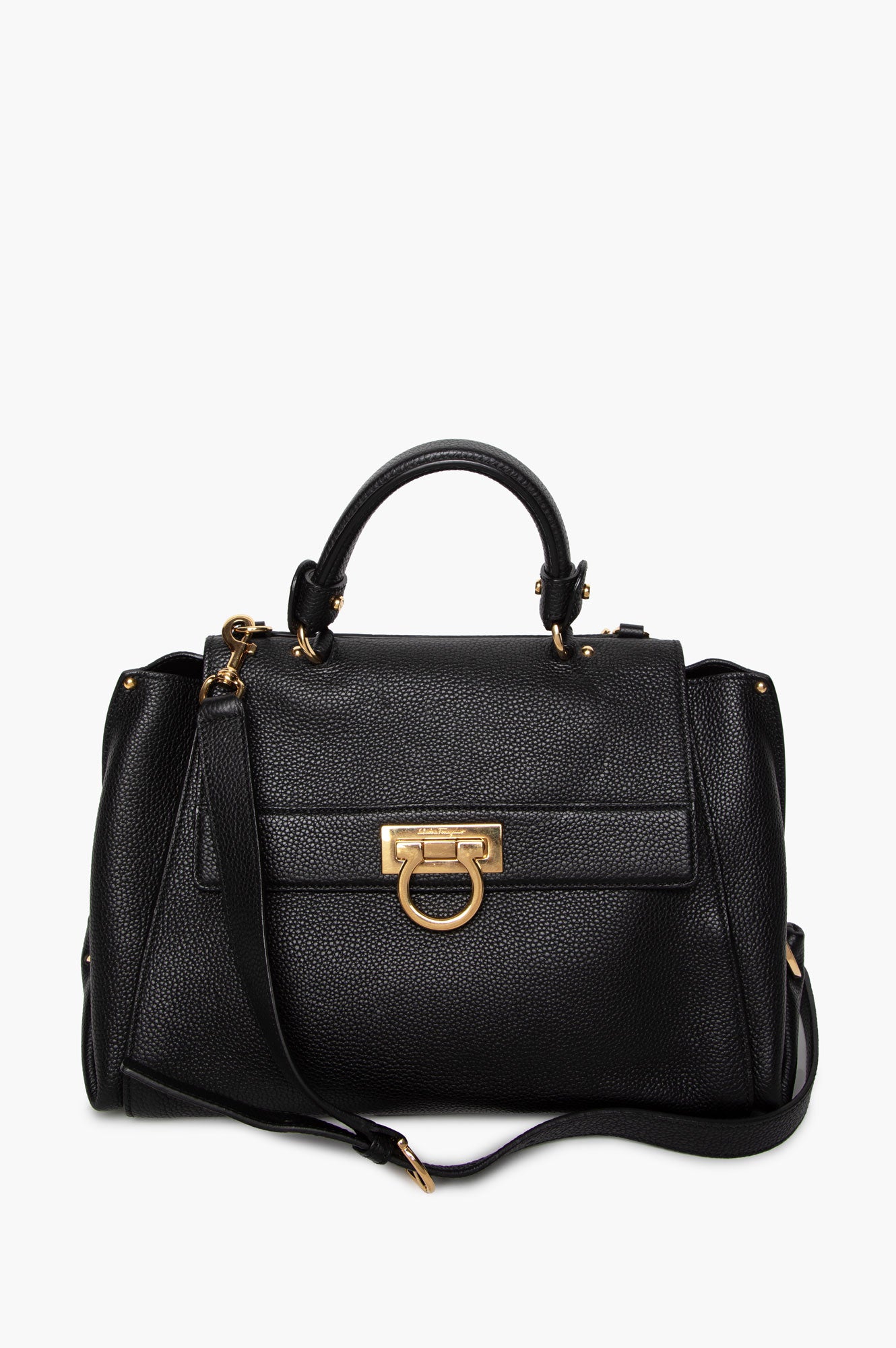 Salvatore Ferragamo Medium Black Leather Sofia Satchel