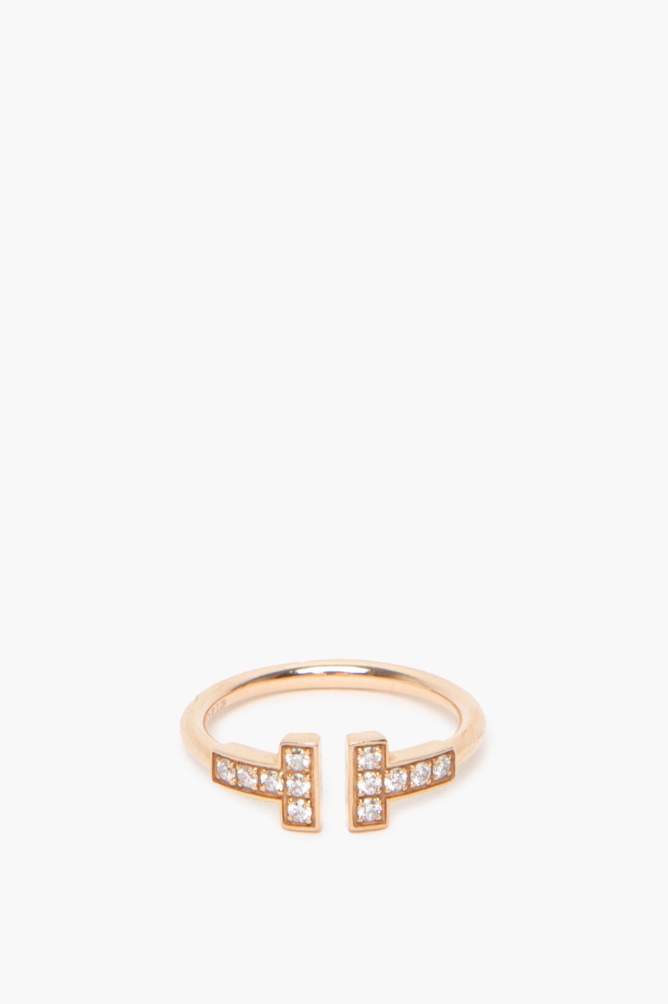 Tiffany & Co. Rose Gold Diamond T Wire Ring Size 4.75