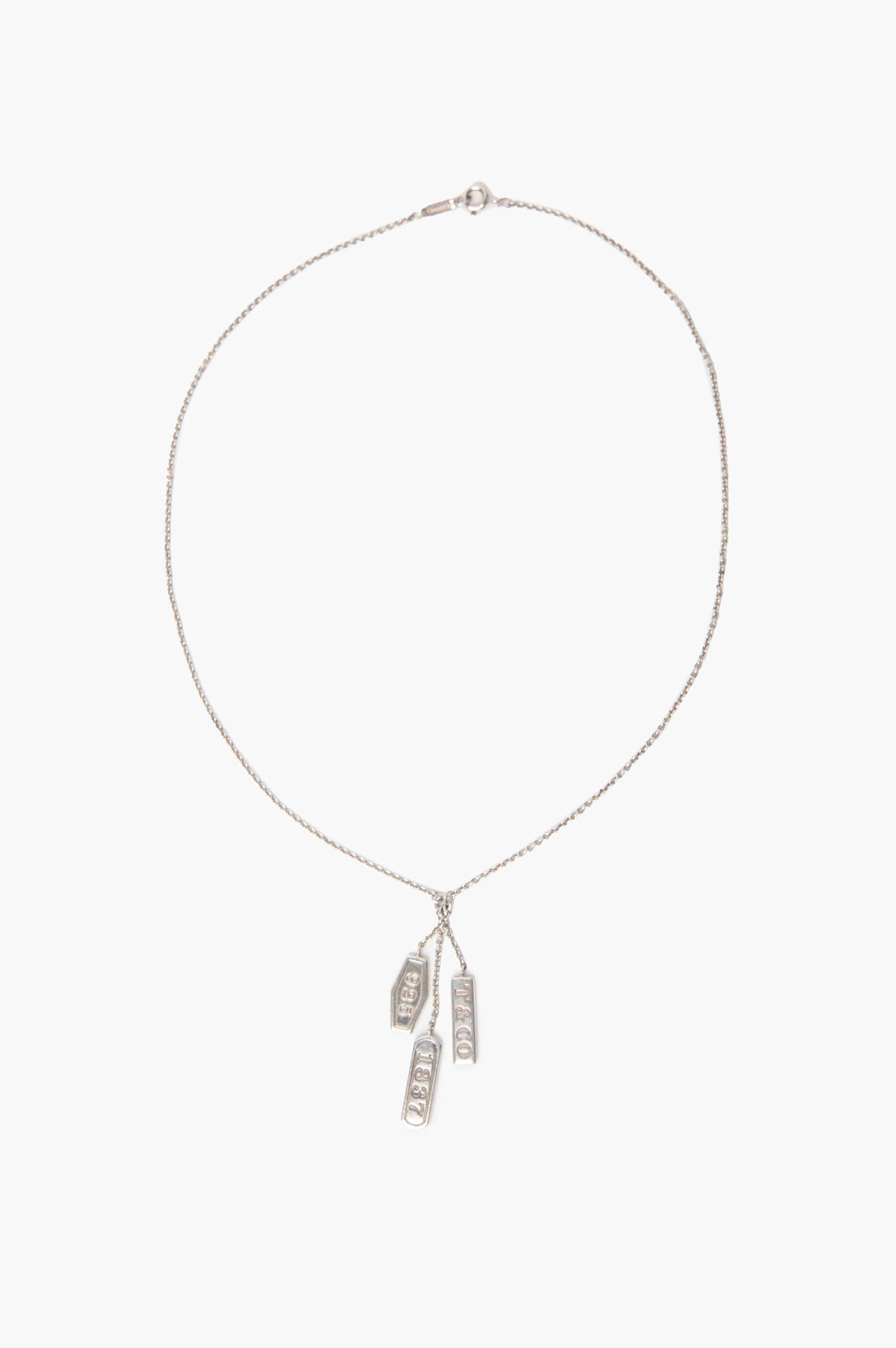 Tiffany & Co. Sterling Silver 1837 Triple Tag Pendant Necklace