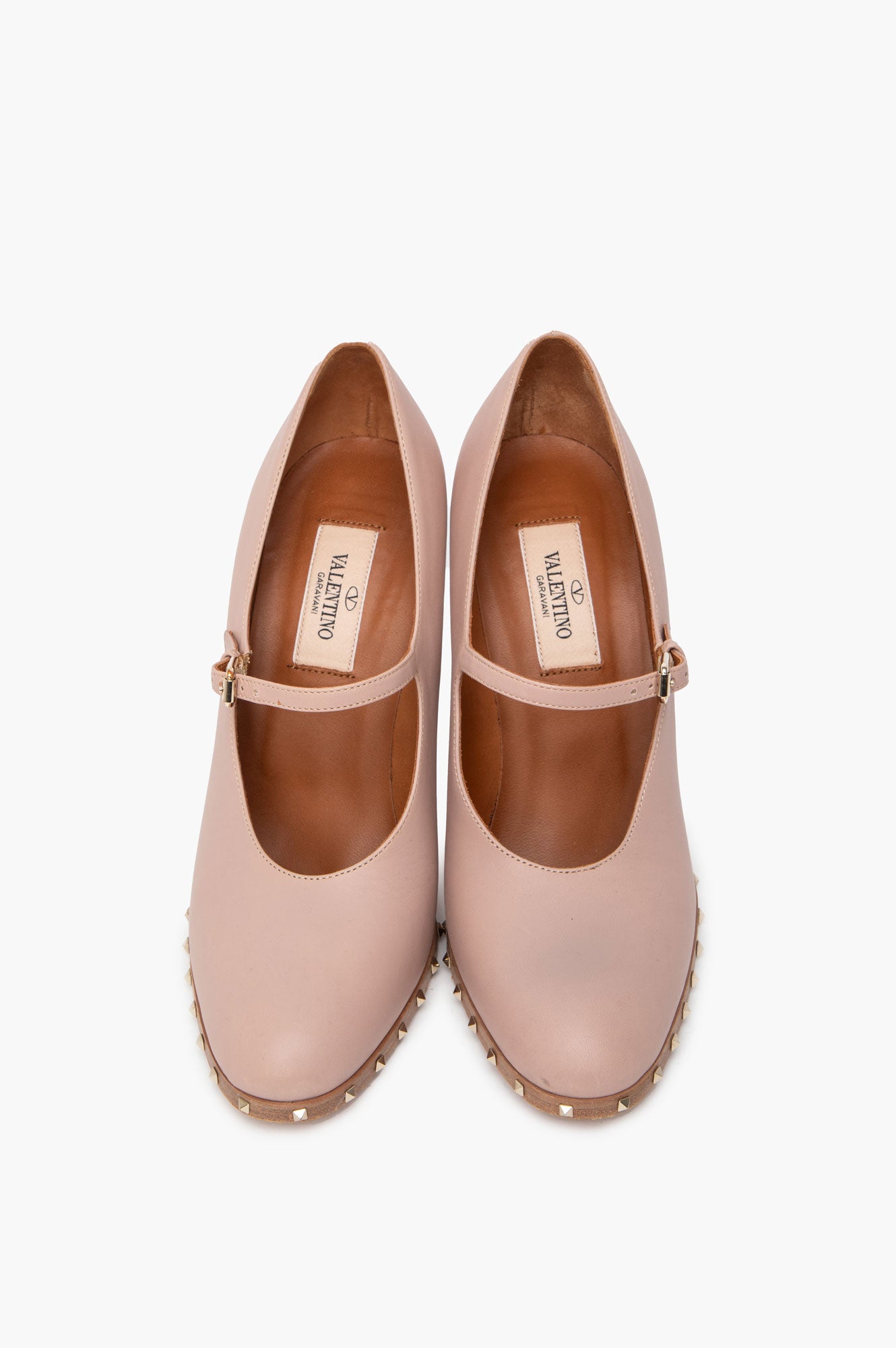 Valentino Dusty Rose Leather Soul Rockstud Mary Jane Pumps Size 36.5