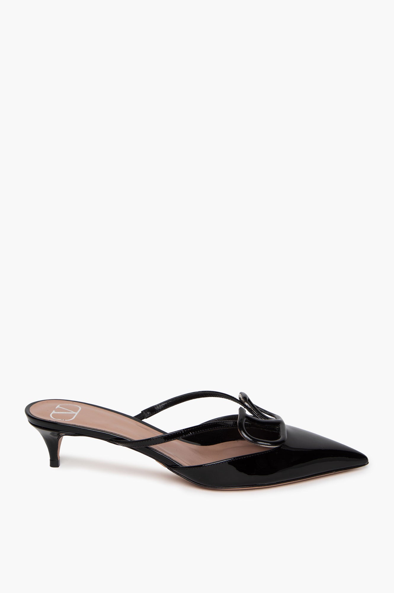 Valentino Black Patent VLOGO Kitten Mules Size 38