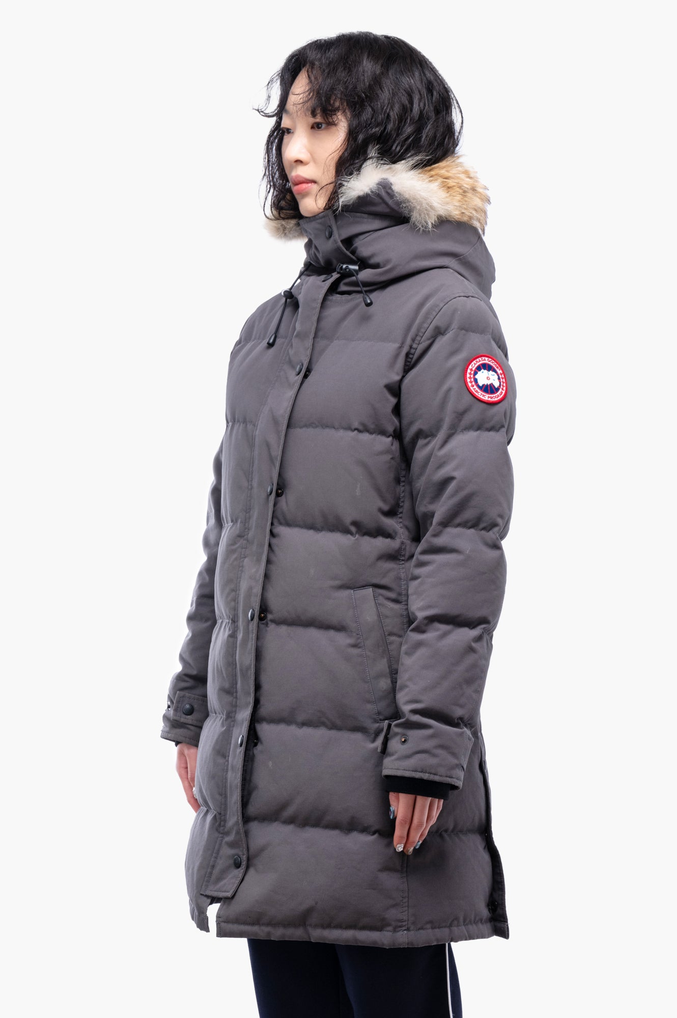 Canada Goose Grey With Hood Down Jacket Size M